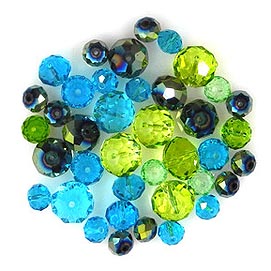 Glasschliffperlen 100g 10-16mm grün-blau Töne